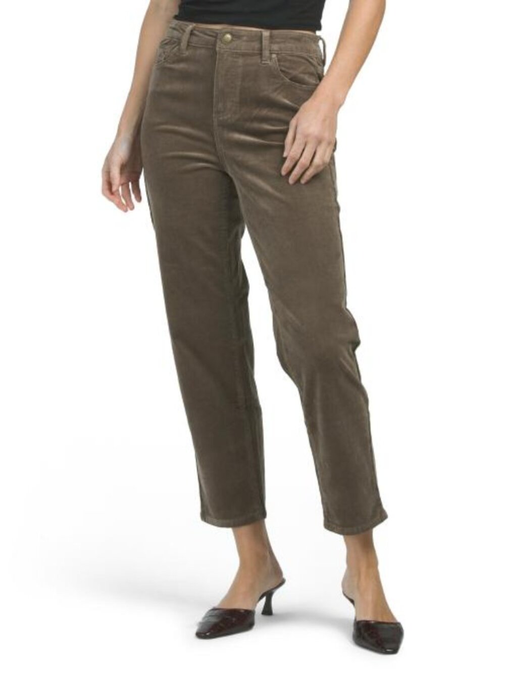 RACHEL ZOE High Rise Straight Cropped Corduroy Pants